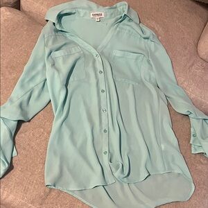 Express Women's Light Blue Button-Down Shirt